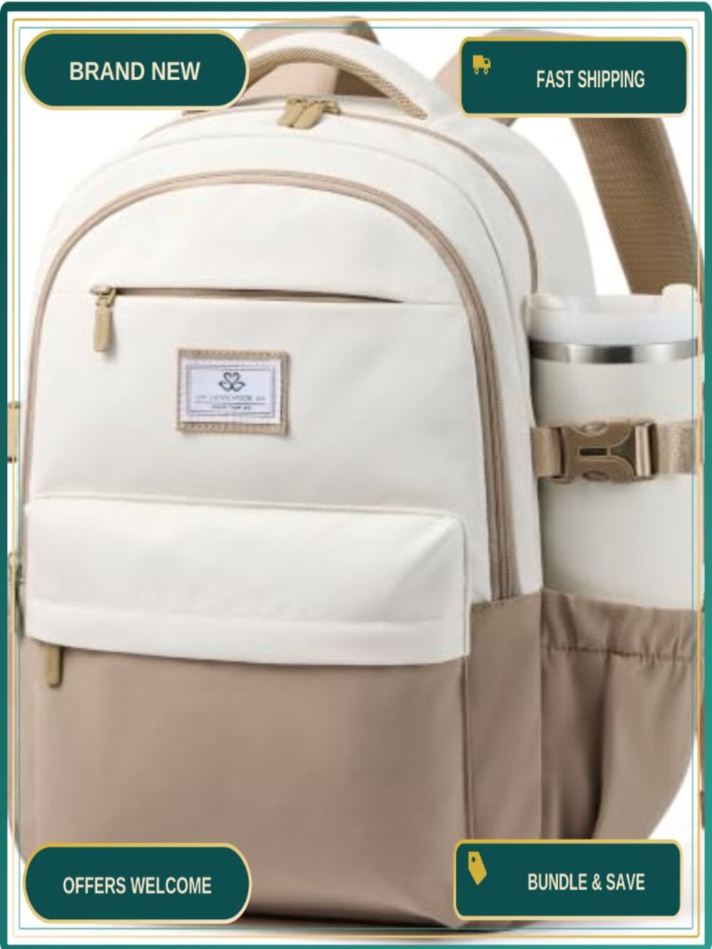 Polyester Laptop Backpack 15.6" 14-Pocket College Travel Bag
